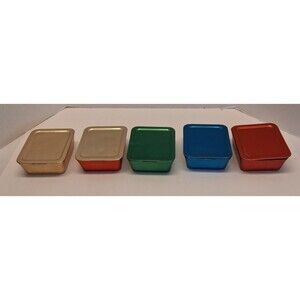 VTG Set of 5 Anodized Aluminum Refrigerator Dishes with Lids MCM 1940s-1950s